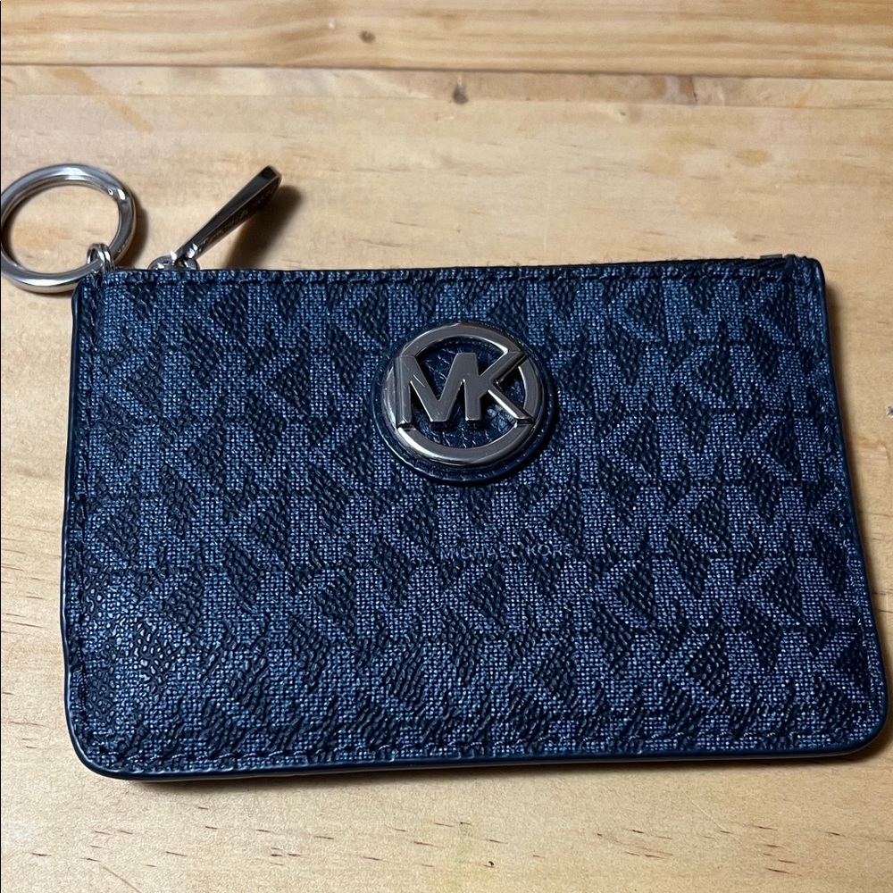 COA! Michael Kors Fulton Monogram Card Holder/Coin Pouch Keychain Pouch